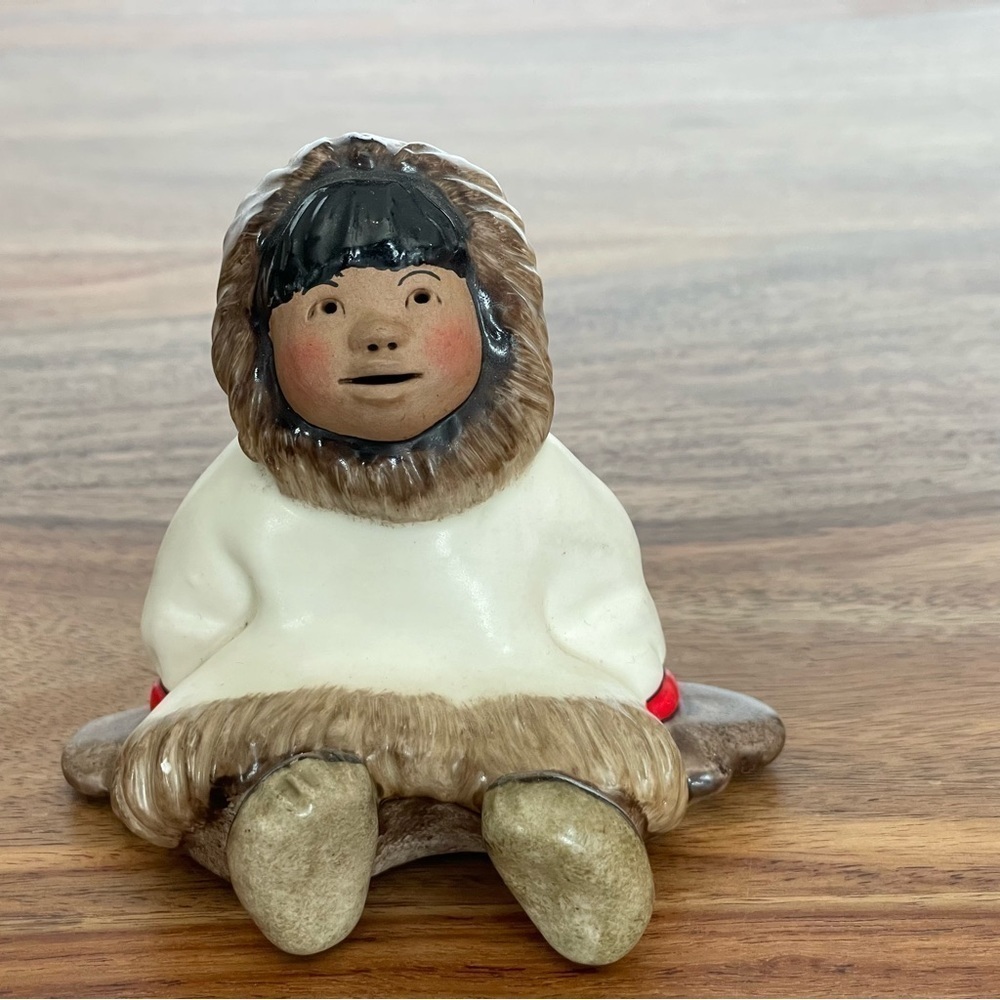 C Alan Johnson Inuit Boy Figurine Signed Ceramic 1962 "Joey" V322